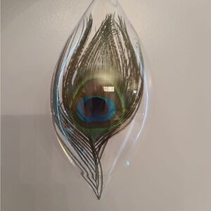 Peacock Feather Glass Ornament